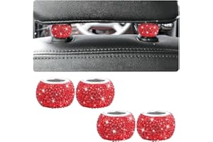 XINLIYA 4 Pack Car Headrest Collars, Bling Car Head Rest Collars Rings Decor, Rhinestone Car Head Rest Collars, Interior Car Seat Accessory, Crystal Decoration Charms for Car SUV Truck (Red)