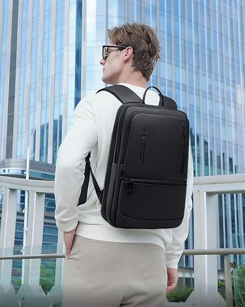 FENREE.GEER SLIM LAPTOP BACKPACK FOR MEN, LIGHTWEIGHT BACKPACK WITH USB CHARGING PORT,WATER RESISTANT 15.6 INCH LAPTOP BAG – BLACK