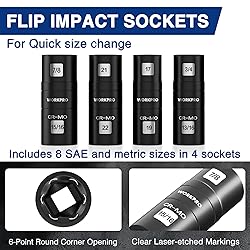 WORKPRO 5PCS Impact Socket Set 1/2" Drive, Lug Nut