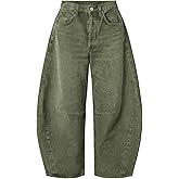 EXLURA Womens Barrel Jeans Wide Leg Y2K Boyfriend Denim Pants Hip Hop Vintage Baggy Jeans Cotton Mid-Low Elastic Waist Pants
