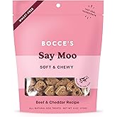 Bocce's Bakery Oven Baked Say Moo Treats for Dogs, Wheat-Free Everyday Dog Treats, Made with Real Ingredients, Baked in The U