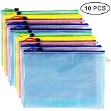 AUSTARK 10Pcs Zipper File Bags, Zipper Pouch, PVC Document Bag Zipper Folders Document Pouch Receipts Organizer for Office School Home Travel (A3 Size 16.9 x 12 Inches, Multicolor)