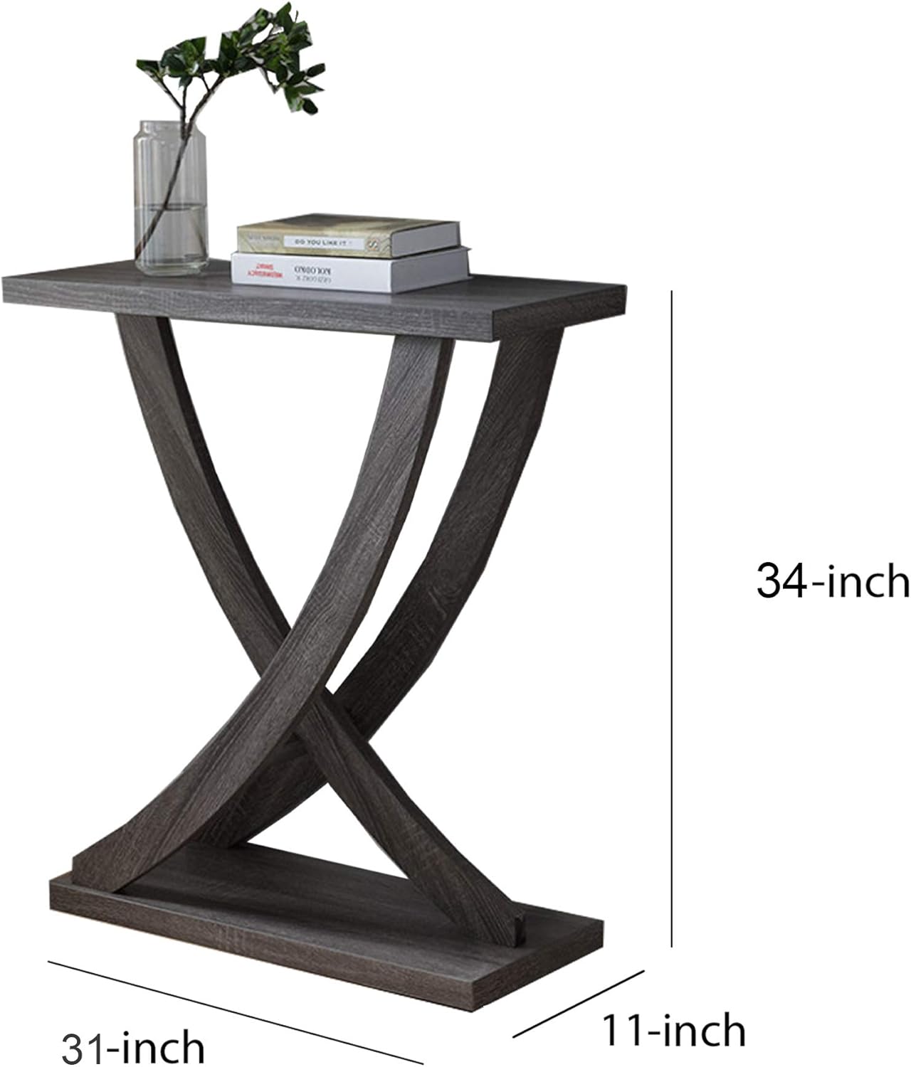 Benzara Wooden Console Sofa Side End Table with Curved Legs, Distressed Gray: Kitchen & Dining