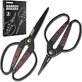 PERWIN Garden Flower Bonsai Scissors 2 Pcs Walnut Wide Handles Pruning Gardening Scissors Floral Shears for Gardening,Succulent Harvest, and Precision Plant Trimming Care