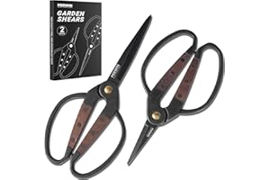 PERWIN Garden Flower Bonsai Scissors,Walnut Wide Handles Pruning Gardening Scissors Floral Shears for Gardening,Succulent Harvest, and Precision Plant Trimming Care