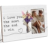 Luodnnla Anniversary Couple Gifts for Girlfriend Boyfriend, I Love You The Most, Romantic Couples Wooden Floral Picture Frame Gifts, Fits 4x6 Photo Frame