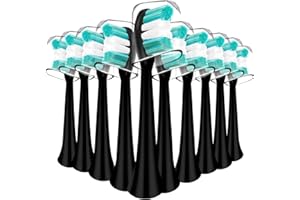MULLBURRY Replacement Toothbrush Heads Compatible with AquaSonic Black Series Vibe Series Electric Toothbrush, Curved Shape Design Planted with Nylon Bristle (Black)