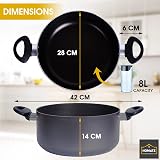 Homatz 8L Stock Pot 28cm Non-Stick with Glass Lid Induction Base view 3