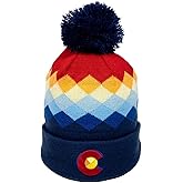 YoColorado Argyle Colorado Pom Pom Beanie - Mountain Winter Hats for Men or Women, Rainbow Warm Stocking Stuffers Ski Caps