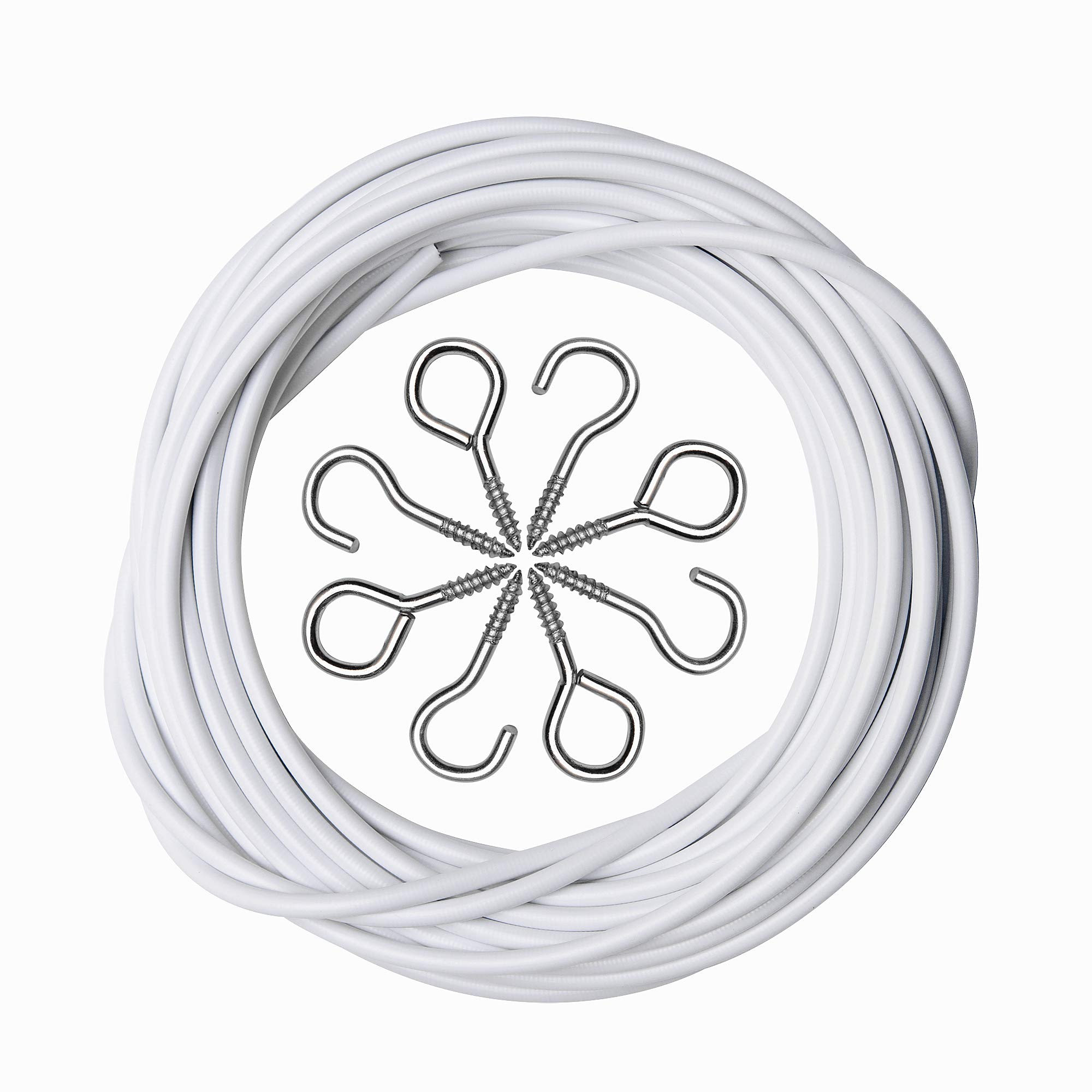 ASIWUJING Curtain Wire 5 Metres Net Curtain Wire Cord Cable with 6 Hooks and 6 Eyes…