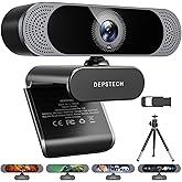 DEPSTECH 4K Webcam, DW49 HD 8MP Equipped with Sony Sensor Autofocus Webcam with Microphone, Privacy Cover, Plug Play USB Comp