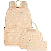 Fiuned School Backpack for Teen Girls Kids Bookbag Set with Lunch Box Pencil Case 17" Large Capacity Backpack Casual Daypack