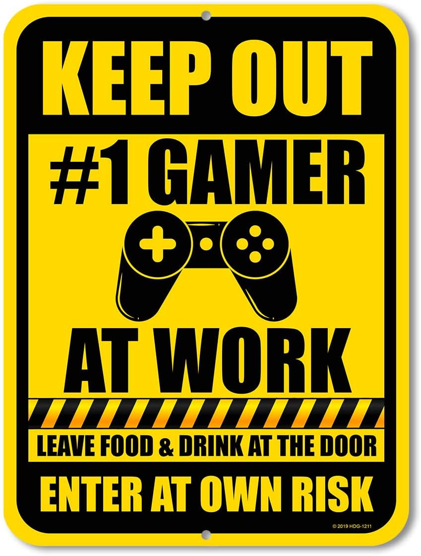 Honey Dew Gifts Funny Signs, Keep Out Gamer at Work 9 inch by 12 inch Metal Aluminum Novelty Signs, Made in USA