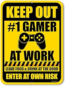 Honey Dew Gifts Funny Signs, Keep Out Gamer at Work 9 inch by 12 inch Metal Aluminum Novelty Signs, Made in USA