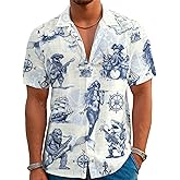THE PIRATE KING Funny Pirate Hawaiian Shirt Men's Aloha Shirt Summer Beach Vacation Short Sleeve Casual Button Down Shirt