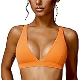 ABOCIW Womens Deep V Neck Sports Bra Padded Low Impact Fitness Yoga Bra U Back Wireless Gym Workout Bra Crop Top