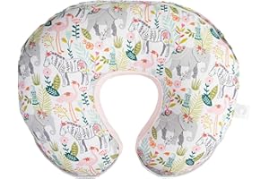 Boppy Nursing Pillow Luxe Support, Pink Sweet Safari, Ergonomic Nursing Essentials for Bottle and Breastfeeding, Firm Fiber Fill, with Soft Removable Nursing Pillow Cover, Machine Washable