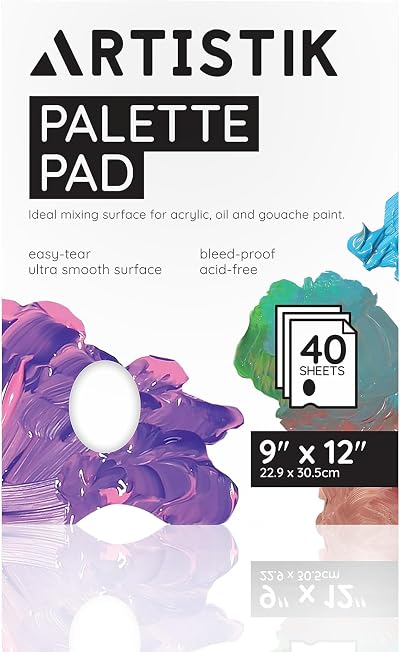 ARTISTIK Tear-Off Palette Paper Pad 9"x12" - 40 Sheets, Bleed-Proof