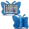 Simicoo iPad 7 8 9 10.2 Kids Case 3D Cute Butterfly 10.2 inch ipad 9th 8th Generation Tablet Case for Kids Girls Light Weight EVA Foam Stand Shockproof Rugged Heavy Duty Kids Friendly iPad Cover Blue