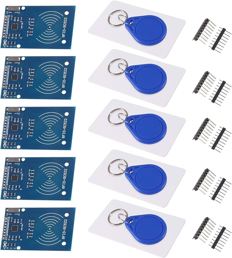 AITRIP 5x RC522 RFID RF IC Card Module SPI 3.3V S50 White Card Key Ring for