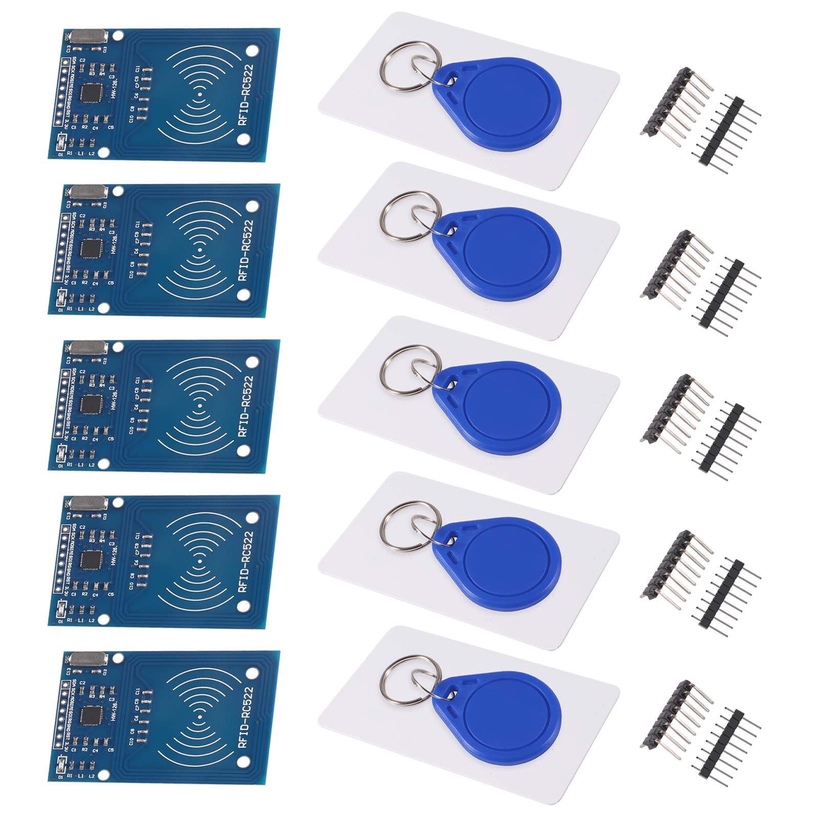 AITRIP 5 PCS RC522 RFID RF IC Card Sensor Module with S50 White Card and Key Ring for Arduino Raspberry Pi