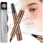 Microblading Eyebrow Pencil, 2026 Upgrade Magic Eyebrow Contouring Pencil with Micro-Fork Tip, Premium 3D Waterproof 4 Tipped Spoolie Brush Precise Brow Pen Natural Makeup Effect (Dark Brown)