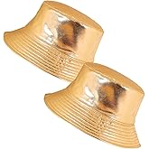 JAZTAKU Unisex Metallic Bucket Hat Waterproof Holographic Bucket Hat Fishing Hat Trendy Hip Pop Sun Cap