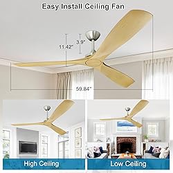 Depuley 60 Inch Large Ceiling Fan No Light with