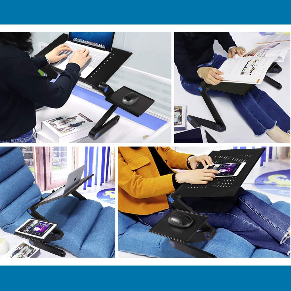 Adjustable Laptop Stand, Laptop Table for Bed/Recliner/Sofa- Birthday Gifts for Women, Man, Mom, Dad, Student, Friend- Couch Lap Top Desk, with Large Cooling Fan & Mouse Pad: Electronics