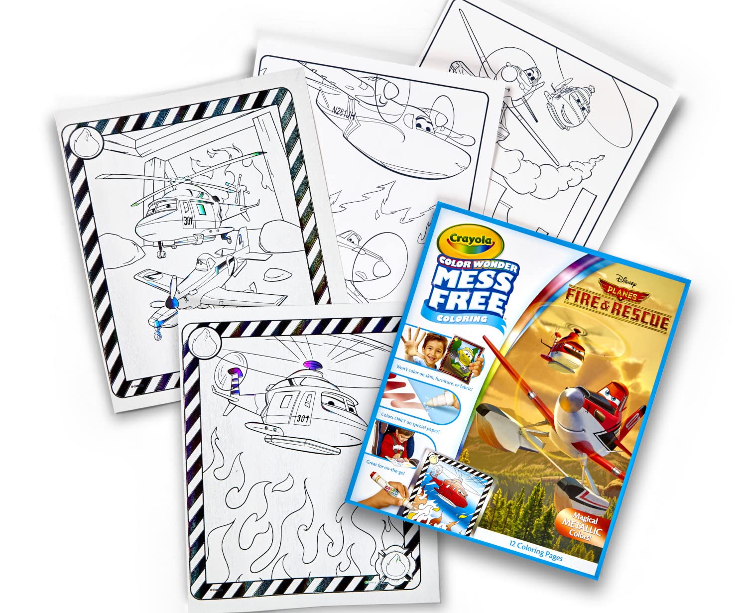 Crayola Planes Fire and Rescue Color Wonder Refill, 12 Mess Free Coloring Pages, Gift for Kids