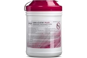 PDI Sani-Cloth Plus Germicidal Disposable Cloth - Fast-Acting Cleansing Wipes, Great for Physician and Dental Office Cleaning - Large Canister, 6 in. x 6.75 in., 160 Wipes, 1 Pack