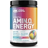 Optimum Nutrition New Flavor Amino Energy - Pre Workout with Green Tea, BCAA, Amino Acids, Keto Friendly, Green Coffee Extract, Energy Powder - Rainbow Sherbet, 30 Servings (Packaging May Vary)