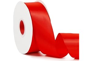 AONLSKH Red 2" X 50 Yards Solid Color Satin Ribbon, Double Faced High Density Polyester Fabric Ribbon for Gifts Wrapping, Wedding, Party, Crafts, Hair Bows, Home DIY Decor Ornaments
