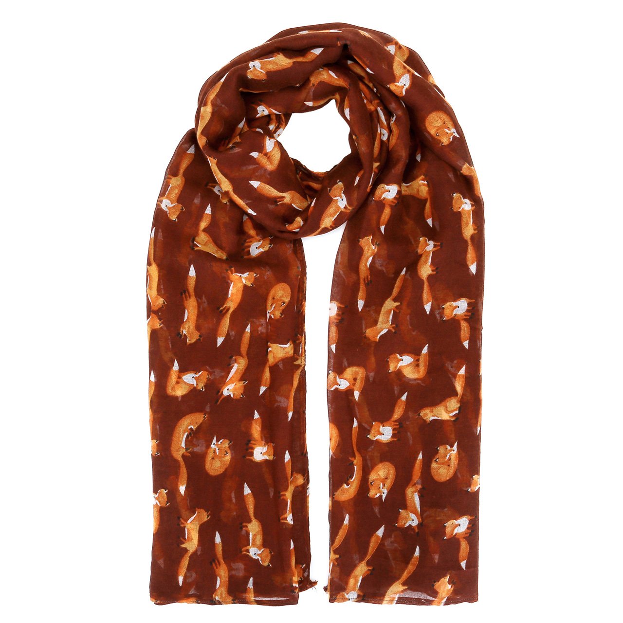 CHIC DIARY Women Ladies Animal Printed Pattern Lightweight Voile Head Pashmina Wrap Scarf (05-Red brown)