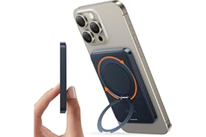 TORRAS 5,000mAh Magnetic Portable Charger Power Bank with Stand, Fast Charging Slim Thin Compact Wireless Magsafe Battery Pack for iPhone 15/15 Pro/15 Pro Max/14/13/12/ Samsung Galaxy S24 Ultra,Black