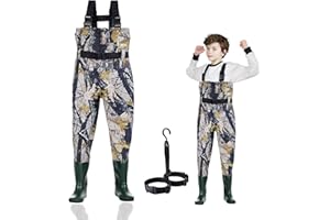 OUZONG Kids Chest Waders for Toddler Children Waterproof Youth Fishing Waders for Boys Girls Hunting Waders with Insulated Boots