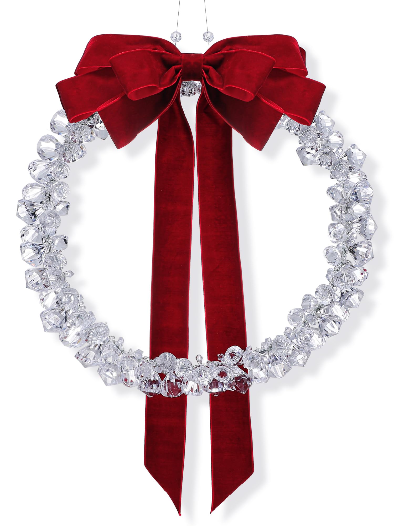 Photo 1 of Soulchen Christmas Crystal Wreaths Garland for Front Door DIY Acrylic Plastic Clear Winter Garland Decoration for Home Indoor Outdoor Wall Window Porch Farmhouse Decor