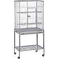 ZENY 53-Inch Bird Flight Cage, Wrought Iron Standing Large with Rolling Stand for Cockatiels Pet Parrot Parakeet Lovebird Canary Finch (White)