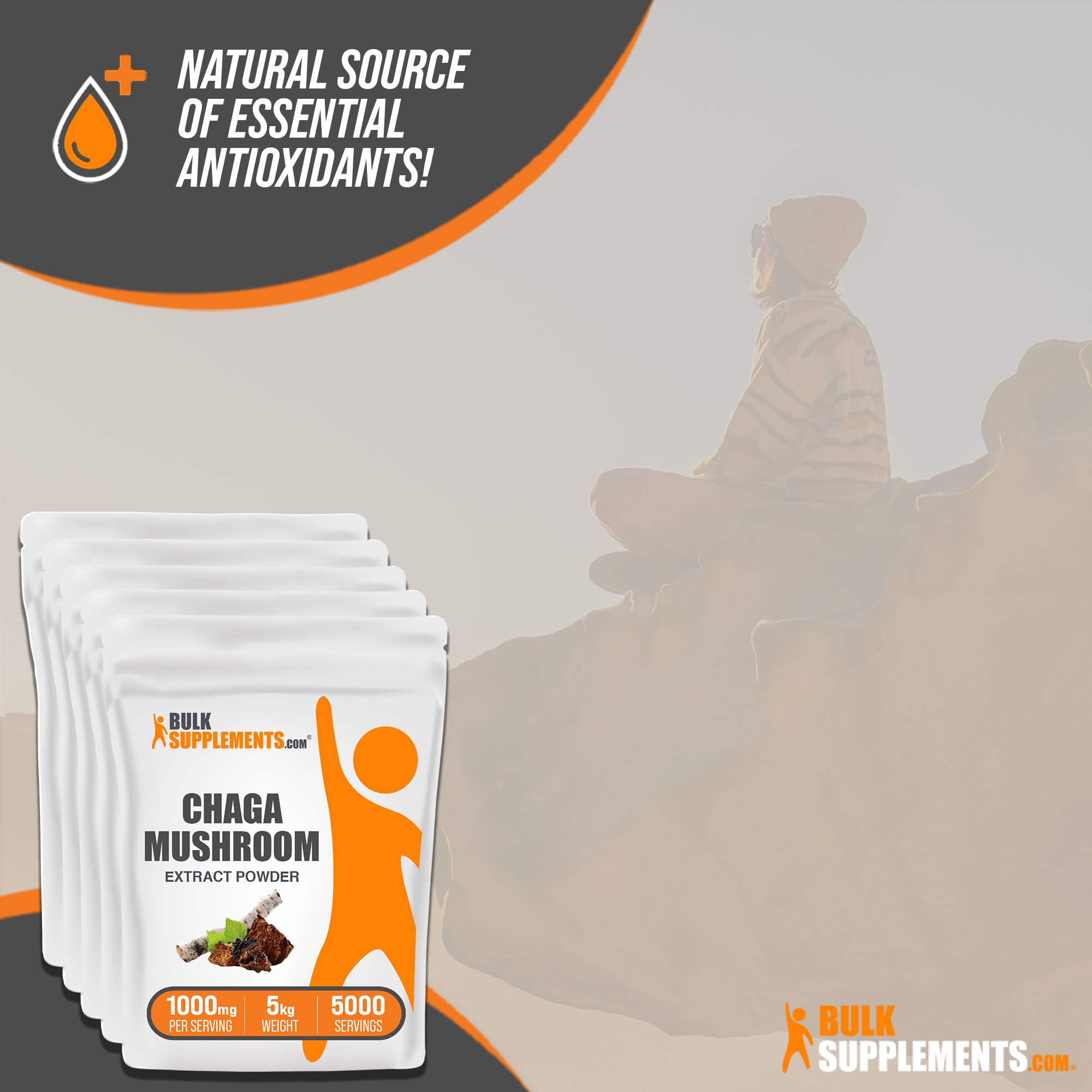 BulkSupplements.com Chaga Mushroom Extract Powder - Mushroom Supplement, from Chaga Mushrooms - 1000mg of Chaga Powder Extract per Serving, Gluten Free (5 Kilograms - 11 lbs)