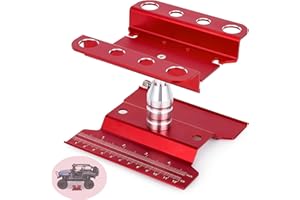 AMK RC Car Stand for 1/8 1/10 RC Cars, 360° Rotating Aluminum Repair Workstation, Adjustable Lift for Traxxas TRX4 Slash, Axial SCX10, Arrma, Redcat, Losi, HSP, RC Crawler Truck Buggy (Red)