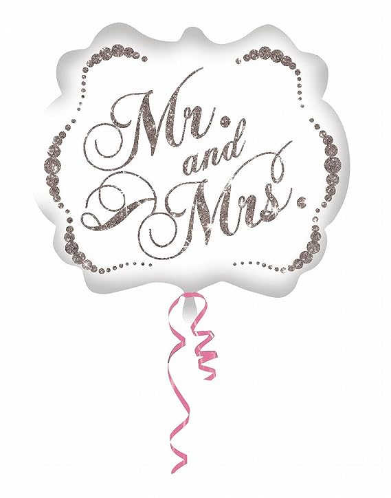 Anagram 2880601 - Party und Dekoration - Folienballon Super Shape - Sparkling Mr. and Mrs., circa 63 x 55 cm