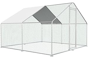 Belinova Chicken Coop Large Metal Chicken Run Pen for 10 Chickens Poultry Cage with Waterproof Cover for Walk-in Chicken Run for Yard Outdoor