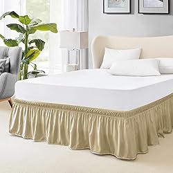 FreshCulture Queen Bed Skirt, Elastic Wrap Around