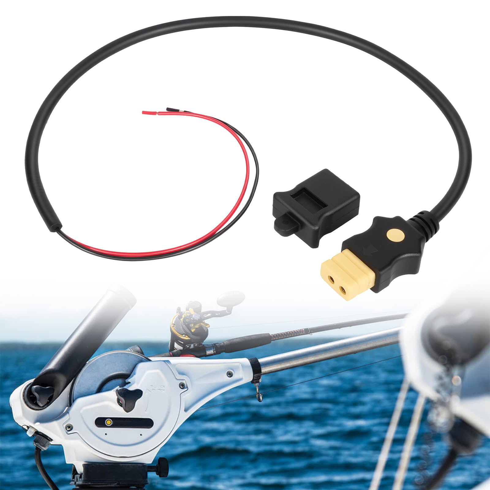 Photo 1 of Kozlira 1903017 Downrigger Battery End Cable Fit for Cannon Electric Downriggers (2008 or Later), 3-Foot, 12V Power Cord Accessory, Rated 30 Amp, Waterproof Connection, Anti-Corrosion End Cap