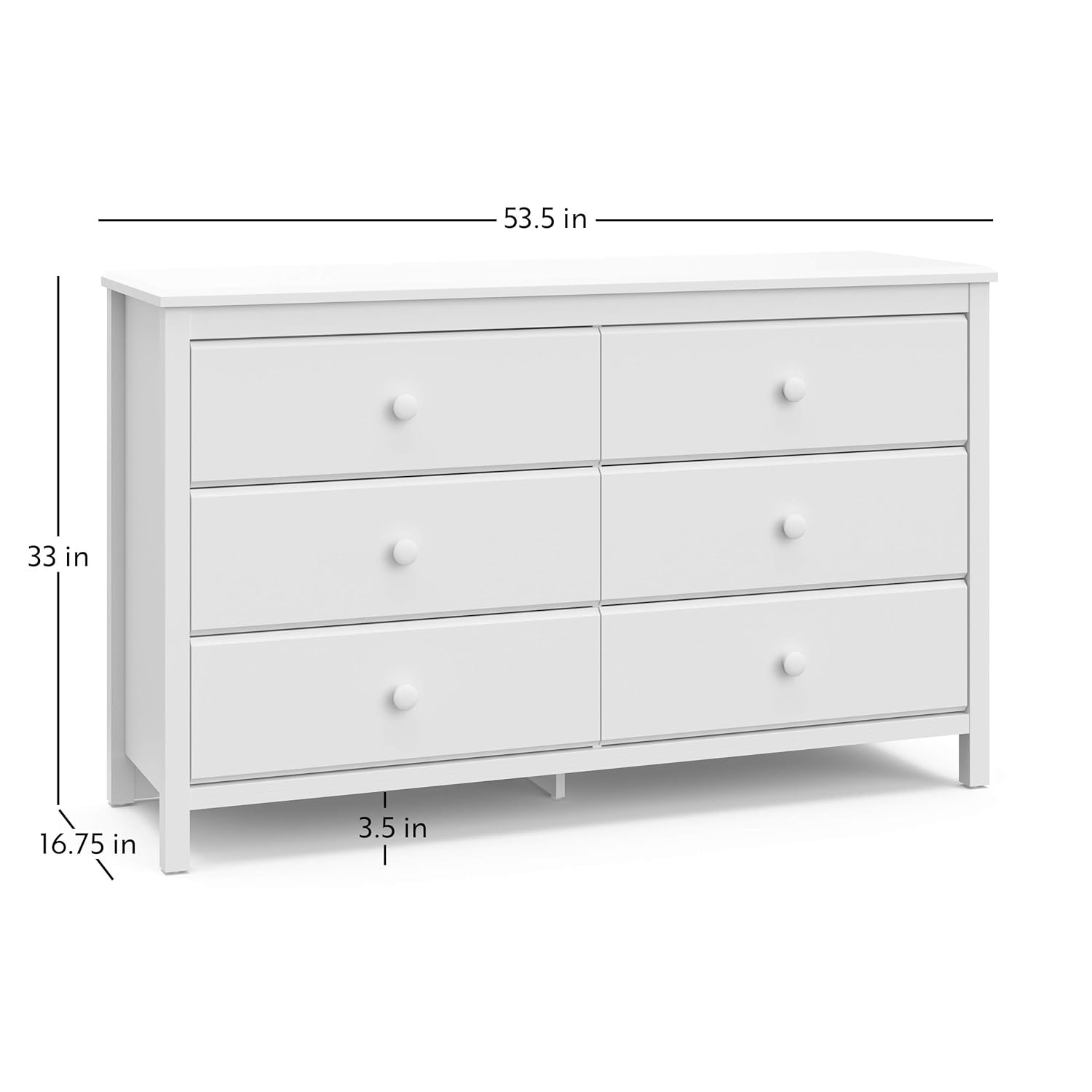 Storkcaft Alpine 6 Drawer Dresser (White) – Stylish Storage Dresser Chest for Bedroom, 6 Spacious Drawers with Handles, Coordinates with Any Kids Bedroom or Baby Nursery : Baby