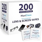 Lens Wipes for Eyeglasses &ndash; 200 Lens Wipes Individually Wrapped, Pre-moistened Eyeglass Cleaning Wipes, for Glasses Cleaner, Sunglasses, Camera Lenses, Laptop Screens, Phones, Happy Eye Glasses