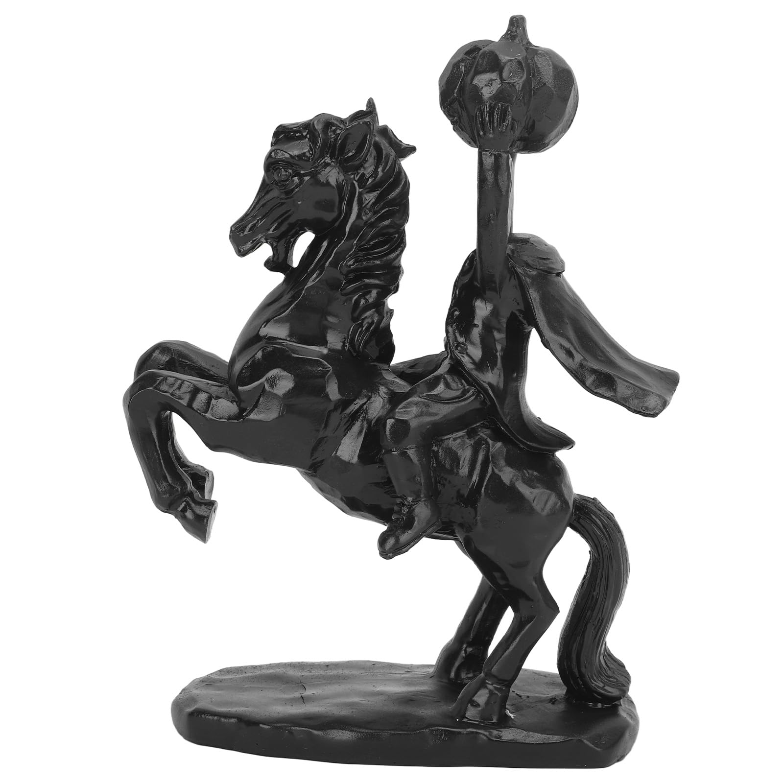 Photo 1 of Fdit 22cm Height Headless Horseman Statue with Pumpkin Horror Headless Horseman Halloween Decor Sculpture Handmade All Black