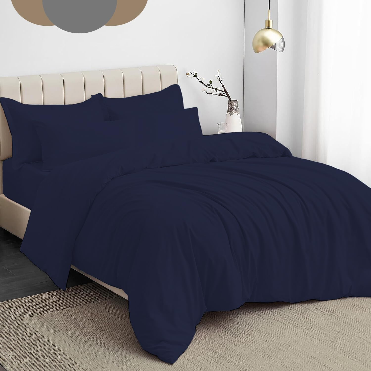 Dazzle Collection® Plain Dyed DUVET COVER SET with Matching Pillowcases Luxury 100% PolyCotton Bedroom Bedding Bed Set Easy Care UK Sizes Bedding Set (Super King, Navy) — image 1