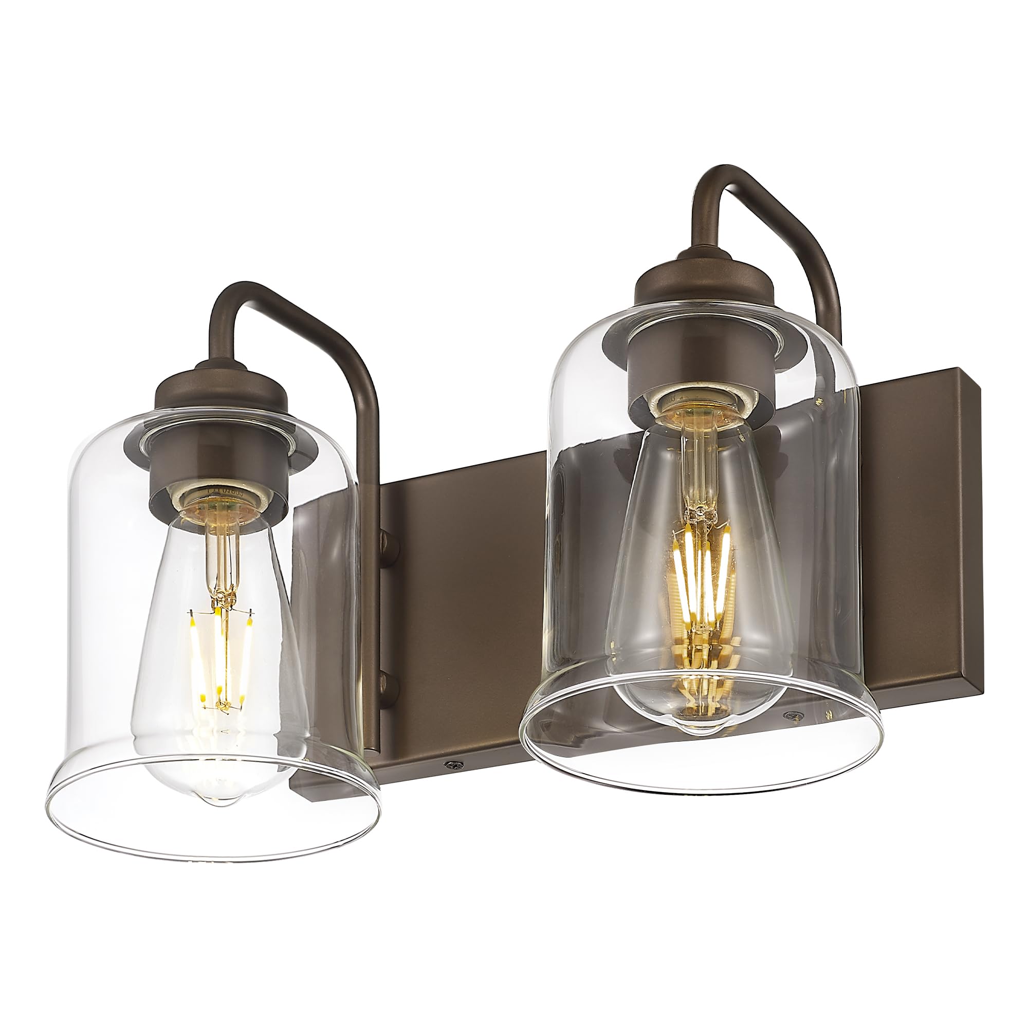 Photo 1 of zeyu Oil Rubbed Bronze Bathroom Light Fixtures, 2-Light Bath Vanity Light, 12.5 Inch Farmhouse Wall Sconces with Clear Glass Shade, ZSL72B-2W ORB