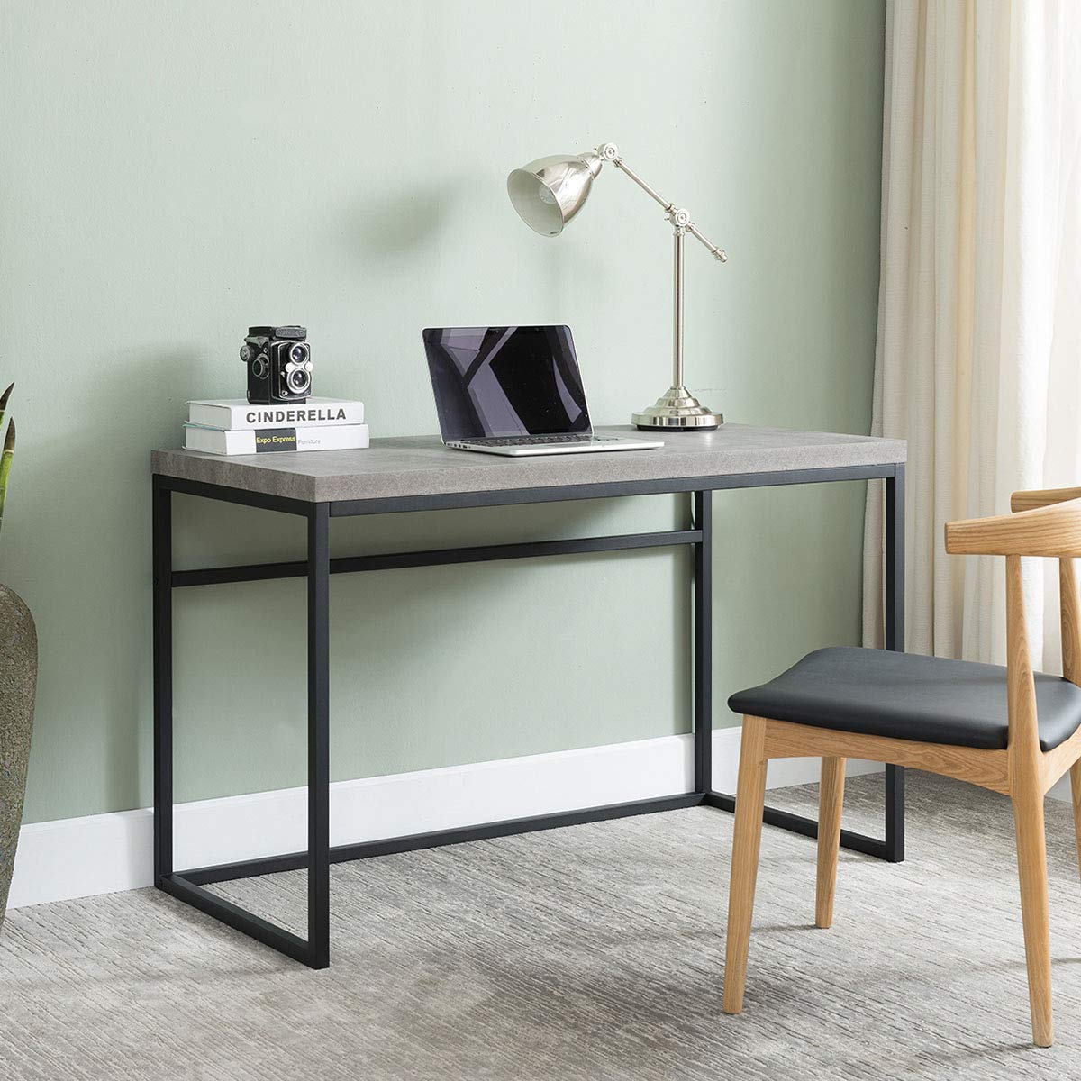 Mua CENSI Grey Wood and Metal Writing Computer Desk for Home Office ...